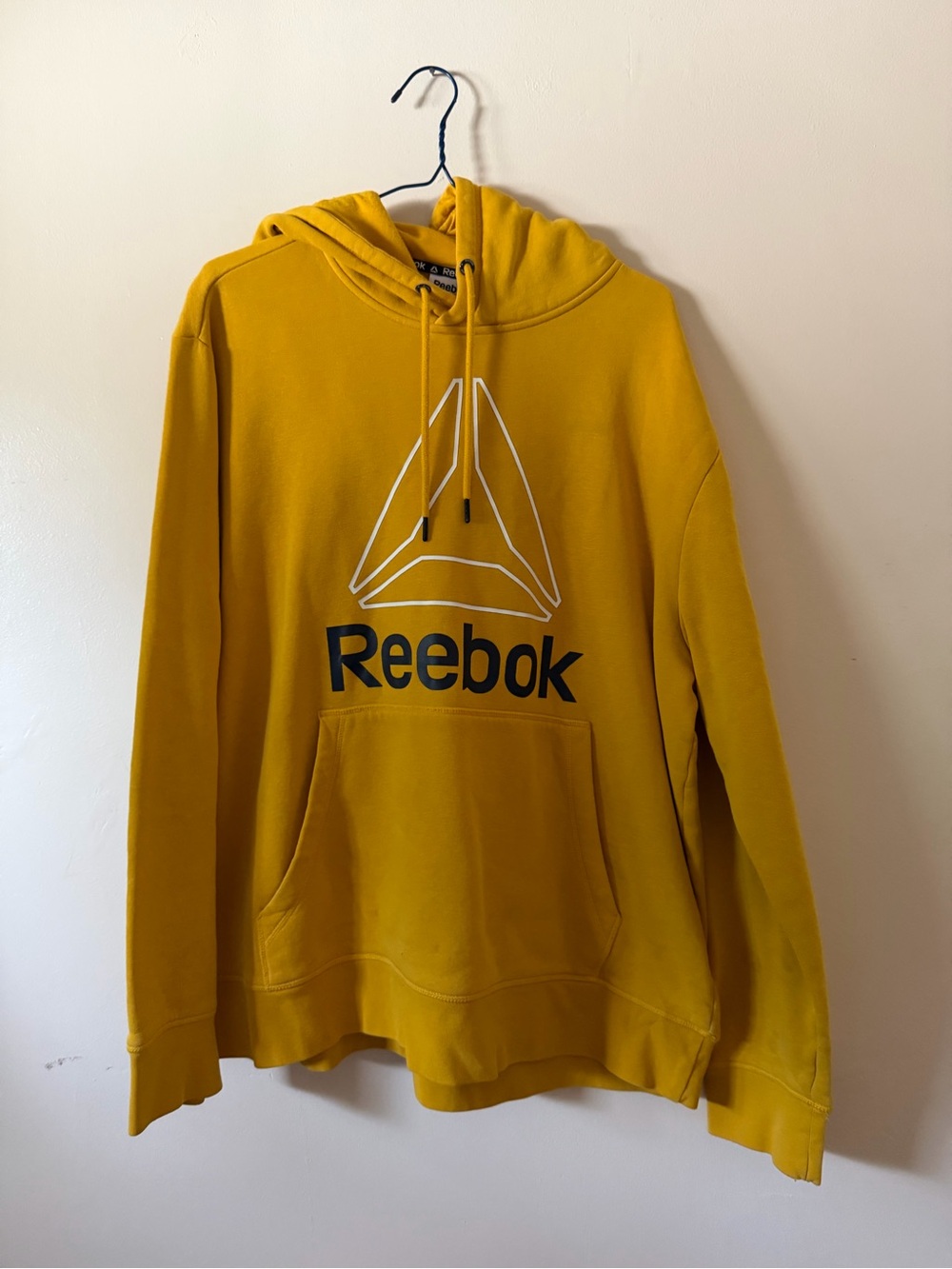 Reebok Men's Yellow Pullover Hoodie with Logo
